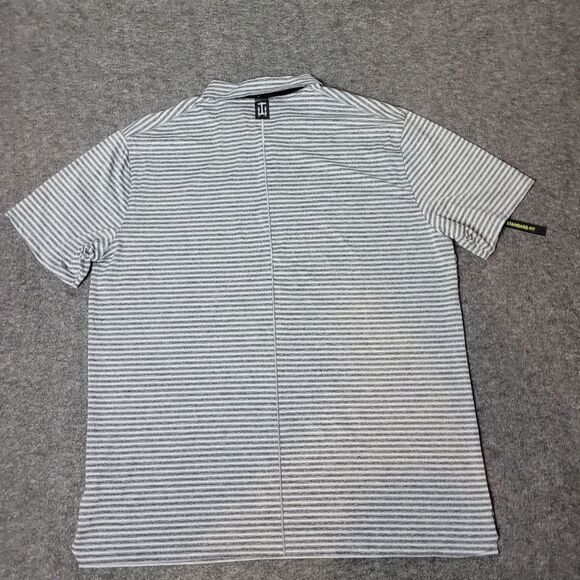 Nike x Tiger Woods Men's Gold Polo Short  Size L Gray White Striped Performance - Picture 2 of 14
